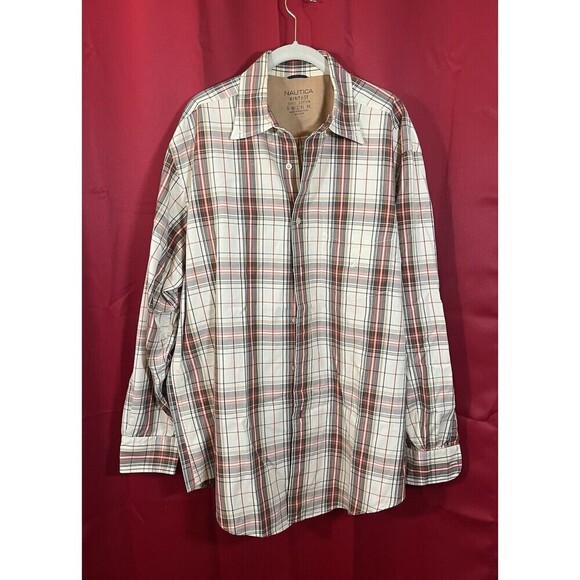 Nautica Other - Vintage Y2K Men’s Nautica Hong Kong Plaid Button-Down Shirt Size L 100% Cotton